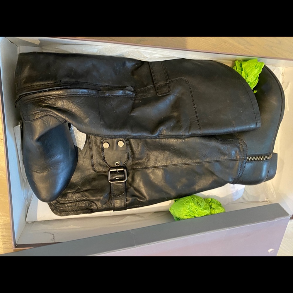Black over the knee leather boots